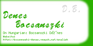 denes bocsanszki business card